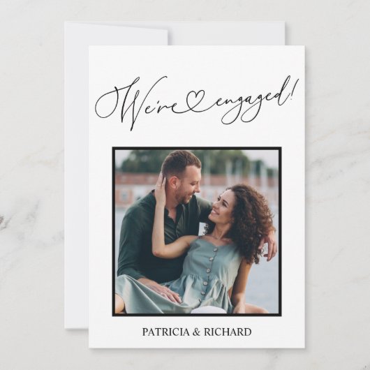 婚約の発表と写真の日付の保存 案内状 (正面)