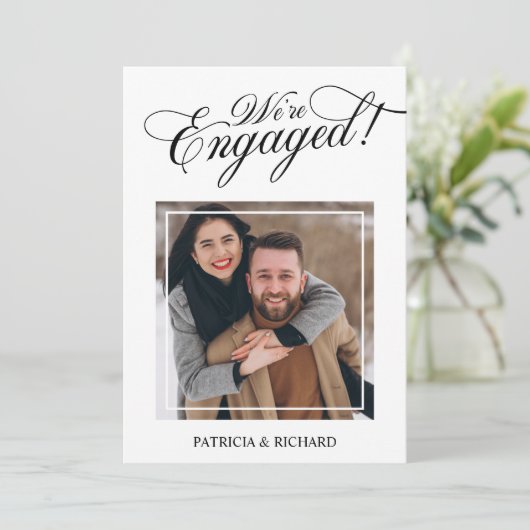 婚約の発表と写真の日付の保存 案内状 (スタンド正面)