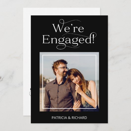 婚約の発表と写真の日付の保存 案内状 (正面/裏面)