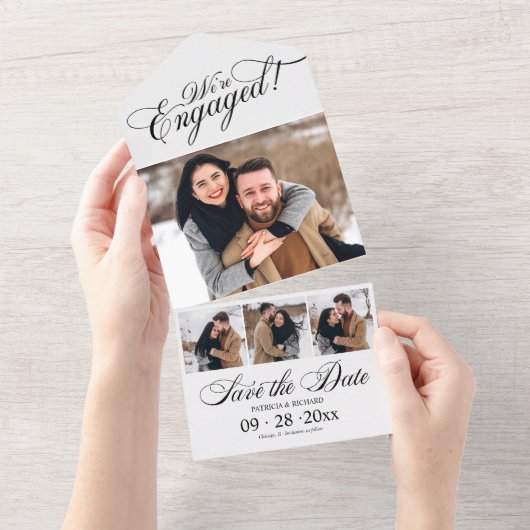 婚約の発表と日付の保存 オールインワン招待状 (貼ってはがせる)