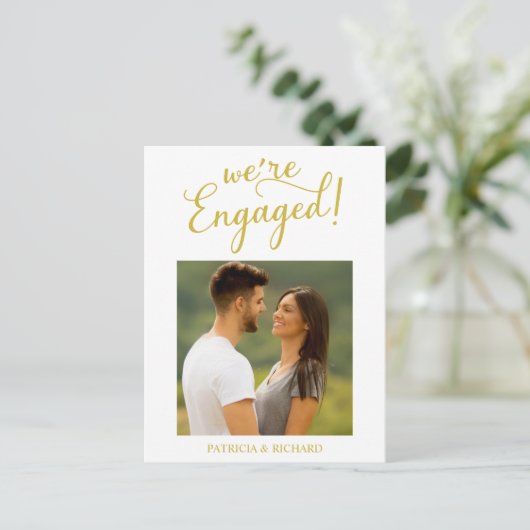 婚約の発表と日付の保存 ポストカード (スタンド正面)