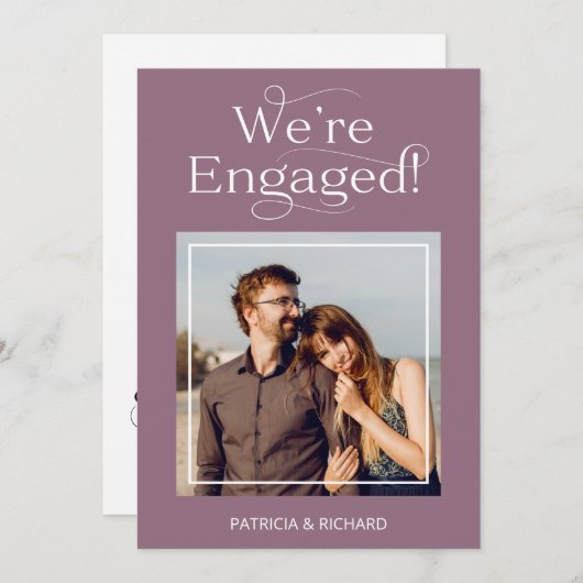 婚約の発表と日付の写真の保存 案内状 (正面/裏面)