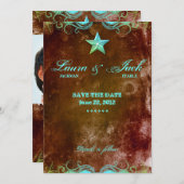 婚約の発表の茶色がかった鋼色の西部の星 セーブザデート (正面/裏面)