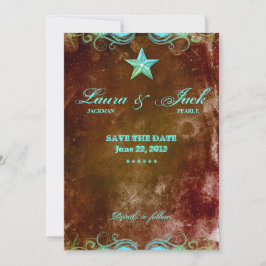 婚約の発表の茶色がかった鋼色の西部の星 セーブザデート