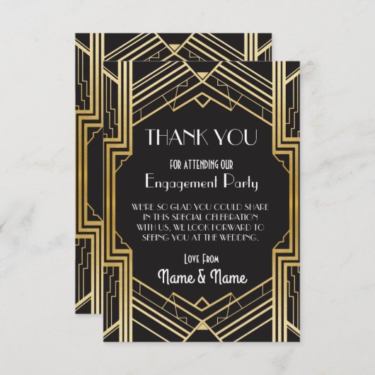婚約の結婚式の20年代のパーティーカードありがとう サンキューカード (正面/裏面)