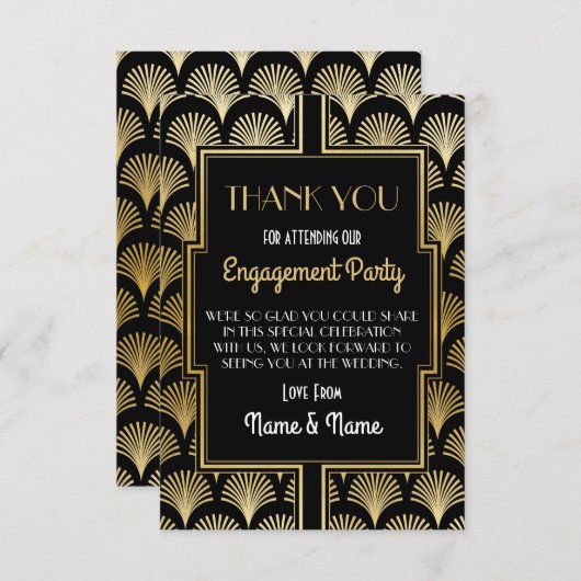 婚約の結婚式の20年代のパーティーカードありがとう サンキューカード (正面/裏面)