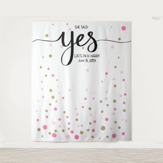 婚約の背景の写真ブース タペストリー (正面)