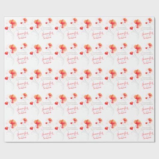 婚約の野生の花のオレンジ灰色の芸術の覆い ラッピングペーパー (フラット)