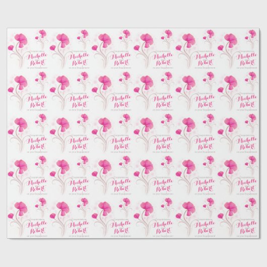 婚約の野生の花のピンクの赤い灰色の芸術の覆い ラッピングペーパー (フラット)