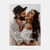 婚約ようこそエレガントスクリプトモダン写真 アクリルサイン (正面)