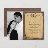 婚約を結婚する素朴な国の蹄鉄 招待状 (正面/裏面)