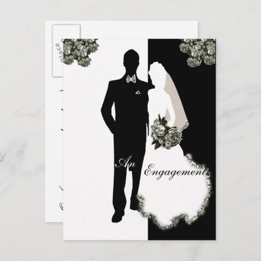 婚約アナウンスのポストカード 案内ポストカード (正面/裏面)