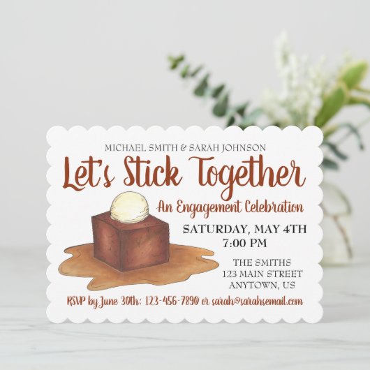 婚約ウェディングパーティスティッキートフィープリン 招待状 (スタンド正面)