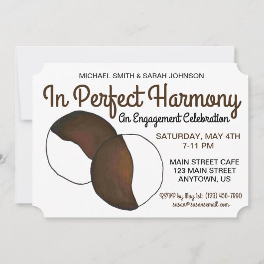 婚約ウェディングパーティーNYC白黒クッキー 招待状 (正面)