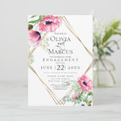 婚約ウォーターカラーピンクポピー 招待状 (スタンド正面)