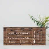 婚約ウッド素朴チケットカップルのシャワー 招待状 (スタンド正面)
