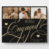 婚約エレガントスクリプトのフォト名パーソナライズされた フォトプラーク (正面)