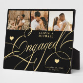 婚約エレガントスクリプトのフォト名パーソナライズされた フォトプラーク (側面)