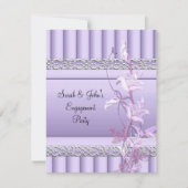 婚約エレガントソフトかわいらし薄紫フローラ 招待状 (正面)