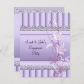 婚約エレガントソフトかわいらし薄紫フローラ 招待状 (正面/裏面)