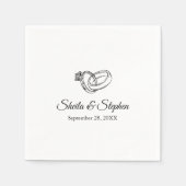 婚約エレガントリングや輪カスタムウェディングパーティー紙 スタンダードカクテルナプキン (正面)