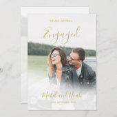 婚約エレガント金ゴールドフォトオーバーレイ招待状 招待状 (正面/裏面)