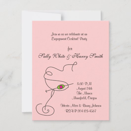 婚約カクテルパーティの招待状 招待状 (正面)