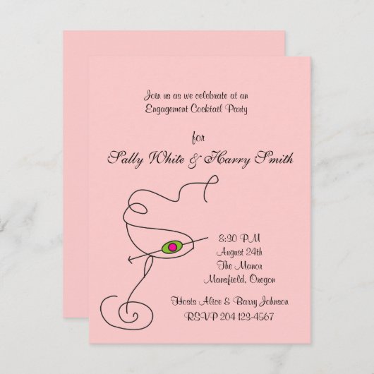 婚約カクテルパーティの招待状 招待状 (正面/裏面)