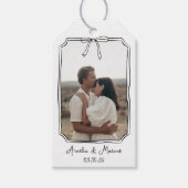 婚約カスタムフォトコケット弓フレ結婚ーム ギフトタグ (正面)