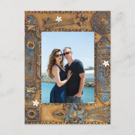 婚約カップルパーティーアンティークスケルトン鍵RSVP シーズンポストカード