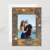 婚約カップルパーティーアンティークスケルトン鍵RSVP シーズンポストカード (正面/裏面)