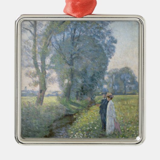 婚約カップル（結婚と婚姻）(婚約) メタルオーナメント (正面)