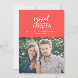 婚約クリスマスカード、日付のクリスマスを保存 セーブザデート