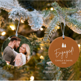 婚約クリスマスフォトオーナメント セラミックオーナメント