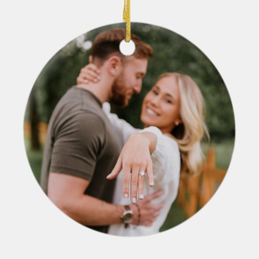 婚約クリスマスフォトオーナメント セラミックオーナメント (裏面)