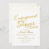 婚約シャワーホワイト&金ゴールド紙吹雪招待状 招待状 (正面/裏面)
