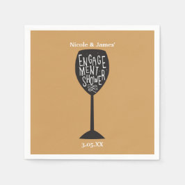 婚約シャワーワイングラスANYカラーナプキン スタンダードカクテルナプキン