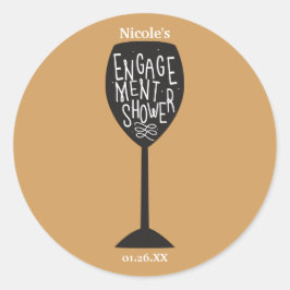 婚約シャワーワイングラスANY COLORスタンプ ラウンドシール
