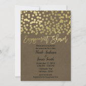 婚約シャワー金ゴールドシモダンック素朴クラフト 招待状 (正面)