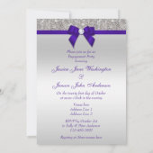 婚約シルバーシークインズ深いパ王室のープルボウ 招待状 (裏面)