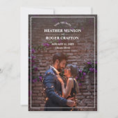 婚約シンプルフォトパープル日付を保存 セーブザデート (正面)