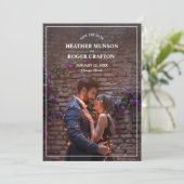 婚約シンプルフォトパープル日付を保存 セーブザデート (スタンド正面)