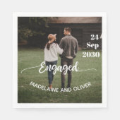 婚約シンプルフォトモダン スタンダードランチョンナプキン (正面)