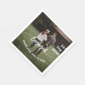 婚約シンプルフォトモダン スタンダードランチョンナプキン (角)