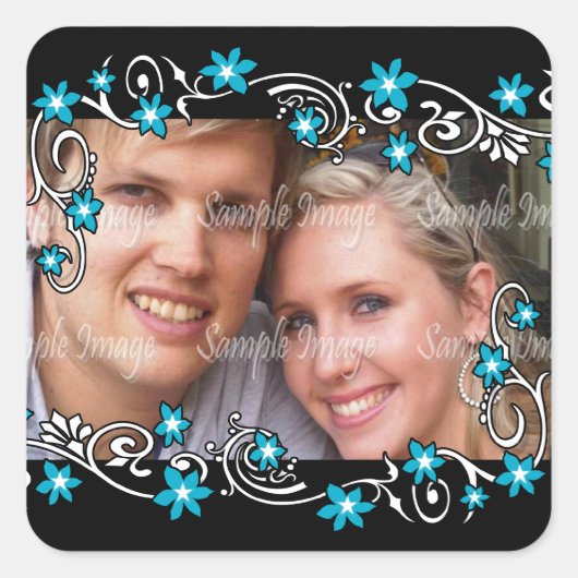 婚約シール写真のパーソナライズ スクエアシール (正面)