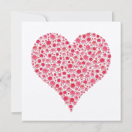 婚約ツーバラハートメタルピンク招待状 招待状 (正面)