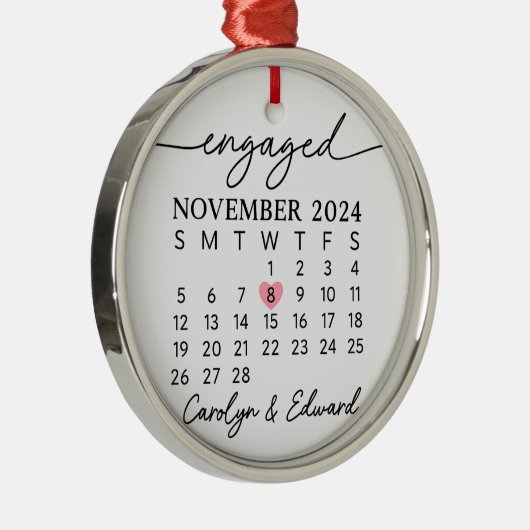 婚約デイキープサケオーナメントエンパーソナライズされた メタルオーナメント (右)