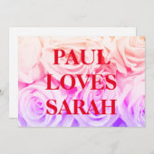 婚約バラピンクの花ブーケ、背景 シーズンカード (正面/裏面)