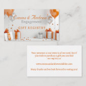 婚約バルーンオレンジ色ギフトレジストリ エンクロージャーカード (正面/裏面)