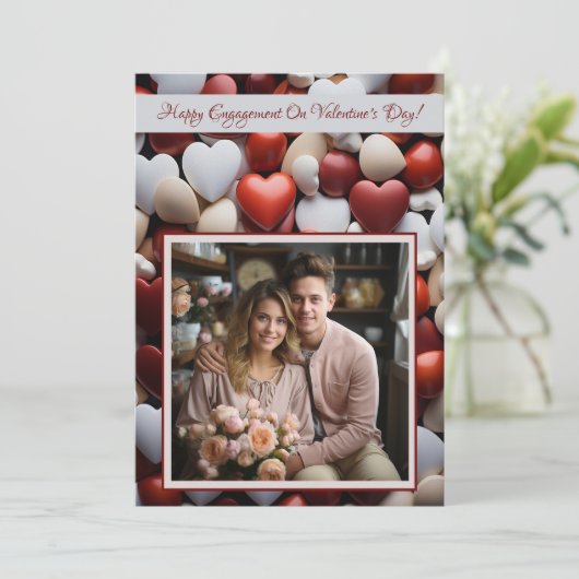 婚約バレンタインデイロヴェコアパーソナライズされた2 カード (スタンド正面)